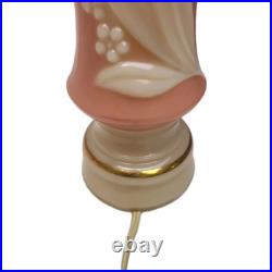 Vintage Aladdin Alacite Glass Vanity Boudoir Lamps Lily Pink Cream Pair Working