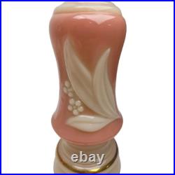 Vintage Aladdin Alacite Glass Vanity Boudoir Lamps Lily Pink Cream Pair Working
