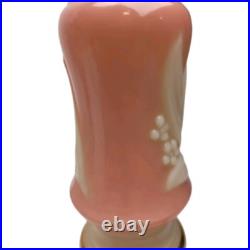 Vintage Aladdin Alacite Glass Vanity Boudoir Lamps Lily Pink Cream Pair Working