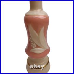 Vintage Aladdin Alacite Glass Vanity Boudoir Lamps Lily Pink Cream Pair Working