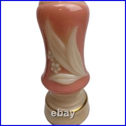 Vintage Aladdin Alacite Glass Vanity Boudoir Lamps Lily Pink Cream Pair Working