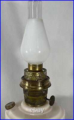 Vintage Aladdin Alacite Kerosene Lamp Lincoln Drape Pink Custard Marbled Wired