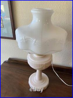 Vintage Aladdin Alacite Lincoln Drape Glass Electric Oil Lamp With Shade