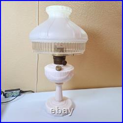 Vintage Aladdin Alacite Milk Glass Kerosene Oil Lamp w Original Shade Burner