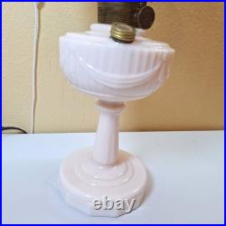 Vintage Aladdin Alacite Milk Glass Kerosene Oil Lamp w Original Shade Burner