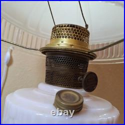 Vintage Aladdin Alacite Milk Glass Kerosene Oil Lamp w Original Shade Burner