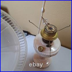 Vintage Aladdin Alacite Milk Glass Kerosene Oil Lamp w Original Shade Burner
