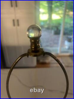 Vintage Aladdin Alacite Milk Glass Oak Leaf Double Light Lamp Works With Finial