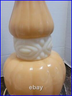 Vintage Aladdin Alacite Table Lamp Peach And White Carved Stone Beautiful