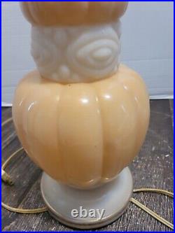 Vintage Aladdin Alacite Table Lamp Peach And White Carved Stone Beautiful