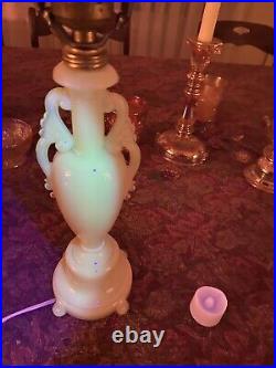 Vintage Aladdin Alacite Uranium Glass Table Lamp with Finial Hard to find