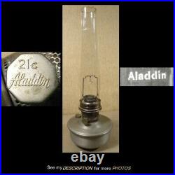 Vintage Aladdin Aluminum Kerosene Lamp Font No 21C Burner & Chimney unused