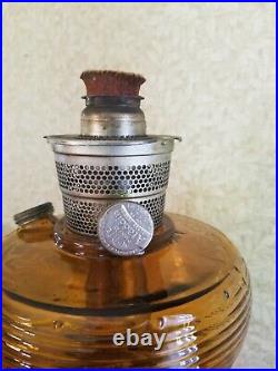 Vintage Aladdin Amber Beehive Kerosene Oil Lamp