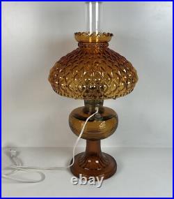 Vintage Aladdin Amber Beehive Oil Lamp Electrified Ruffled Shade