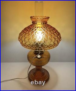 Vintage Aladdin Amber Beehive Oil Lamp Electrified Ruffled Shade