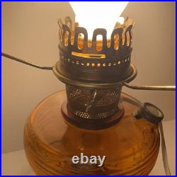 Vintage Aladdin Amber Beehive Oil Lamp Electrified Ruffled Shade
