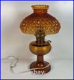 Vintage Aladdin Amber Beehive Oil Lamp Electrified Ruffled Shade