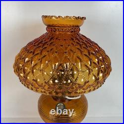 Vintage Aladdin Amber Beehive Oil Lamp Electrified Ruffled Shade