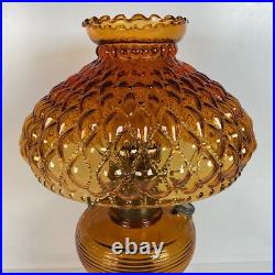 Vintage Aladdin Amber Beehive Oil Lamp Electrified Ruffled Shade