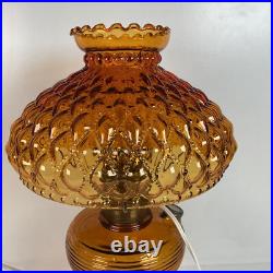 Vintage Aladdin Amber Beehive Oil Lamp Electrified Ruffled Shade