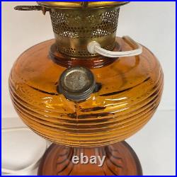Vintage Aladdin Amber Beehive Oil Lamp Electrified Ruffled Shade