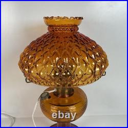 Vintage Aladdin Amber Beehive Oil Lamp Electrified Ruffled Shade