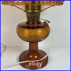 Vintage Aladdin Amber Beehive Oil Lamp Electrified Ruffled Shade