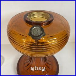 Vintage Aladdin Amber Beehive Oil Lamp Electrified Ruffled Shade