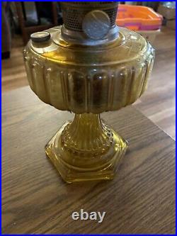 Vintage Aladdin Amber Cathedral Kerosene Lamp model B-109 With Amber Shade