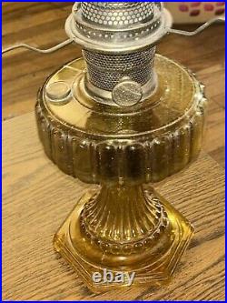 Vintage Aladdin Amber Cathedral Kerosene Lamp model B-109 With Amber Shade