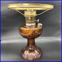 Vintage Aladdin Amber Glass Short Lincoln Drape Oil Lamp #23 Burner