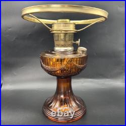 Vintage Aladdin Amber Glass Short Lincoln Drape Oil Lamp #23 Burner