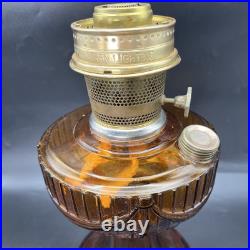 Vintage Aladdin Amber Glass Short Lincoln Drape Oil Lamp #23 Burner