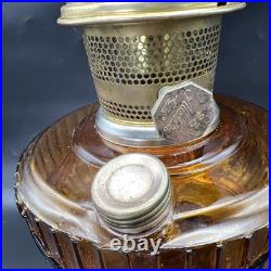 Vintage Aladdin Amber Glass Short Lincoln Drape Oil Lamp #23 Burner