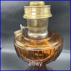 Vintage Aladdin Amber Glass Short Lincoln Drape Oil Lamp #23 Burner