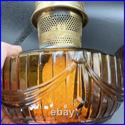 Vintage Aladdin Amber Glass Short Lincoln Drape Oil Lamp #23 Burner