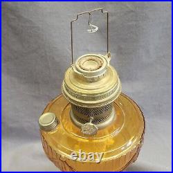 Vintage Aladdin Amber Heavy Glass Short Lincoln Drape 12 Oil Lamp Model 23