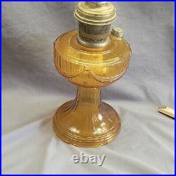 Vintage Aladdin Amber Heavy Glass Short Lincoln Drape 12 Oil Lamp Model 23