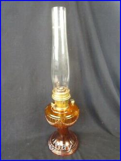 Vintage Aladdin Amber Kerosene Lamp with Aladdin Hurricane Shade VGC