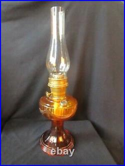 Vintage Aladdin Amber Kerosene Lamp with Hurricane Shade VGC