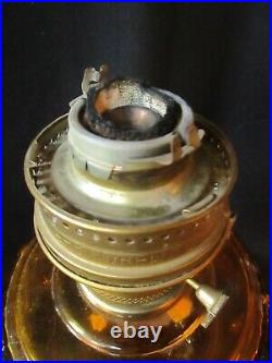 Vintage Aladdin Amber Kerosene Lamp with Hurricane Shade VGC