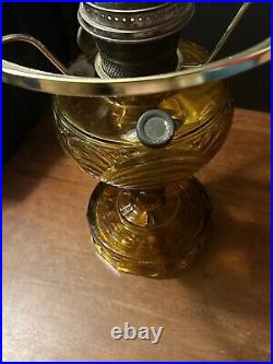 Vintage Aladdin Amber Pressed Glass Washington Drape Oil Lamp Nu-Type Model B