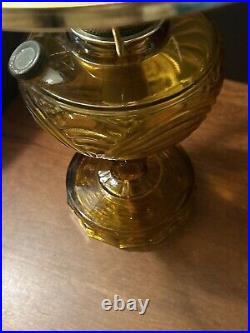 Vintage Aladdin Amber Pressed Glass Washington Drape Oil Lamp Nu-Type Model B