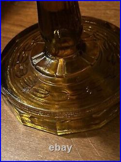 Vintage Aladdin Amber Pressed Glass Washington Drape Oil Lamp Nu-Type Model B