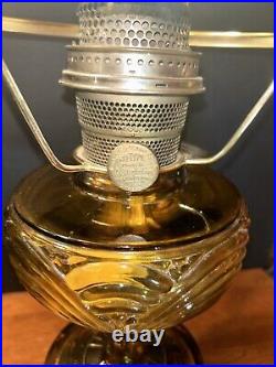 Vintage Aladdin Amber Pressed Glass Washington Drape Oil Lamp Nu-Type Model B