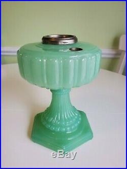 Vintage Aladdin B-111 Cathedral Jade Green Moonstone Glass Lamp font only Q. Ship