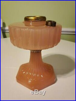 Vintage Aladdin B-112 Rose Pink Moonstone Glass Lamp font only 1 of 2 Q. Ship