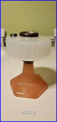 Vintage Aladdin B-126 White over Pink Moonstone Corinthian Glass Lamp font only