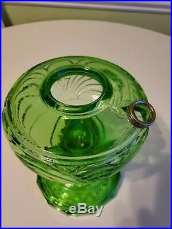 Vintage Aladdin B-47 Green Bell Stem Washington Drape Glass Lamp font only
