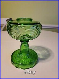 Vintage Aladdin B-47 Green Bell Stem Washington Drape Glass Lamp font only